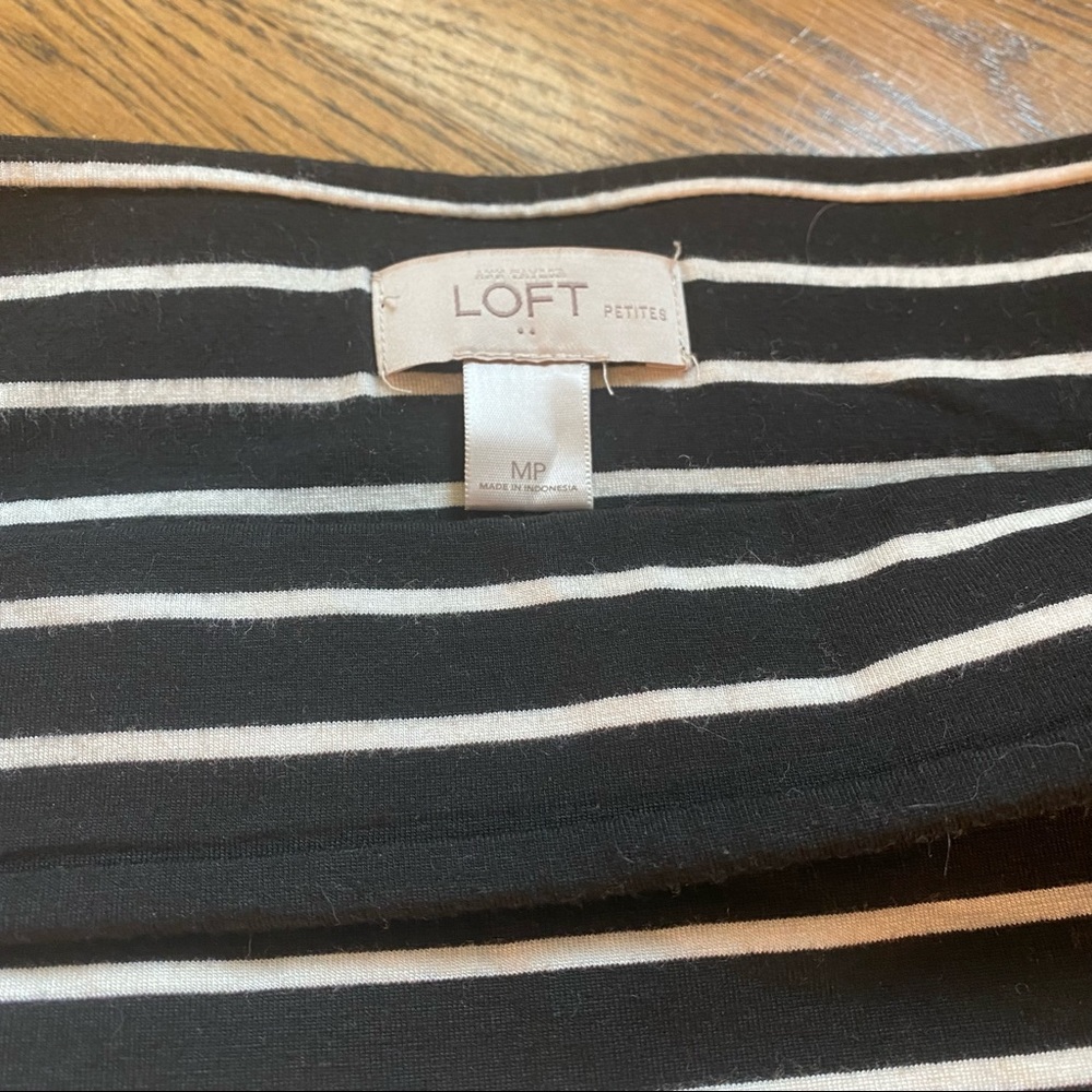 Loft Black and White Striped Pencil Skirt